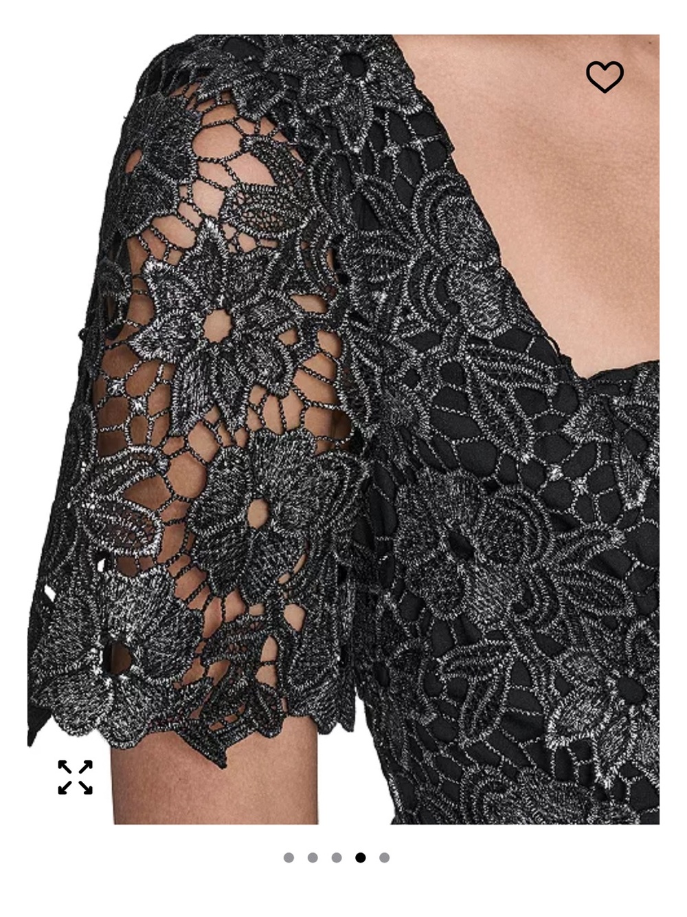 Eliza J Petite Black and Silver Square Neck Lace Fit and Flare Dress Size 10 P - Picture 4 of 13